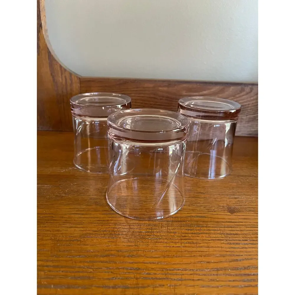 Vintage Libbey Concert Pink Swirl Set of 3 Rocks / Lowball Glasses 3.5